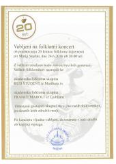 FOLKLORNI KONCERT OB 20.LETNICI FOLKLORNE DEJAVNOSTI